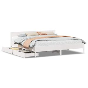 vidaXL Bed Frame without Mattress White 200x200 cm Solid Wood Pine