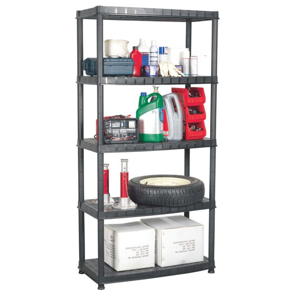 vidaXL Storage Shelf 5-Tier Black 85x40x185 cm Plastic