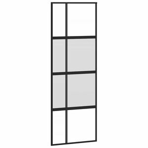 vidaXL Sliding Door Black 76x205 cm Tempered Glass and Aluminium