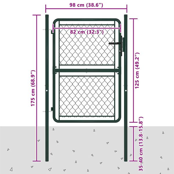 vidaXL Garden Gate Steel 100x125 cm Green