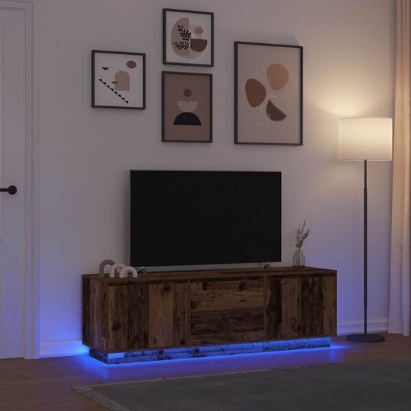 vidaXL TV Cabinet with LED Lights Old Wood 160.5x41x50 cm