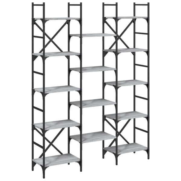 vidaXL Bookshelf Grey Sonoma 127.5x28.5x172.5 cm Engineered Wood
