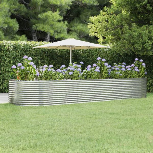vidaXL Garden Raised Bed Silver 447x140x68 cm Galvanised Steel