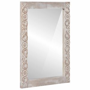 vidaXL Wall Mirror White 70 x 50 cm Solid Mango Wood Rectangular