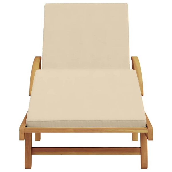 vidaXL Sun Lounger Reclining Beige 200 x 67 x 84 cm Solid Acacia Wood