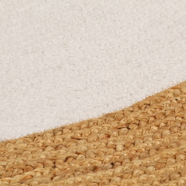 vidaXL Area Rug Braided White & Natural 180 cm Jute & Cotton Round