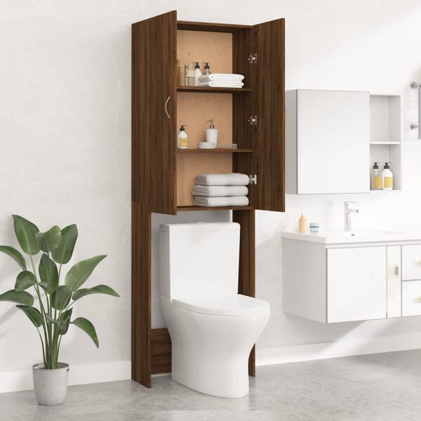 vidaXL Washing Machine Cabinet Brown Oak 64x25.5x190 cm