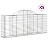 vidaXL Arched Gabion Baskets 5 pcs 200x30x80/100 cm Galvanised Iron