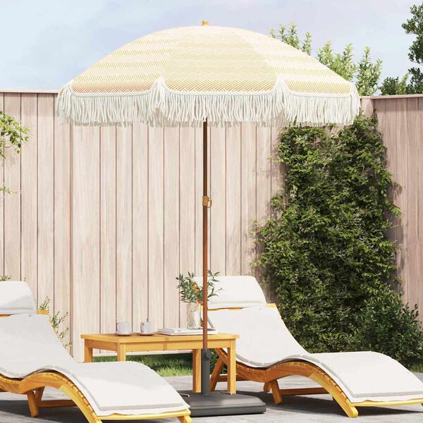 vidaXL Beach Parasol Yellow and White 160 x 160 x 196 cm