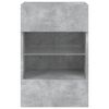 vidaXL TV Wall Cabinet with LED Lights Concrete Grey 40x30x60.5 cm
