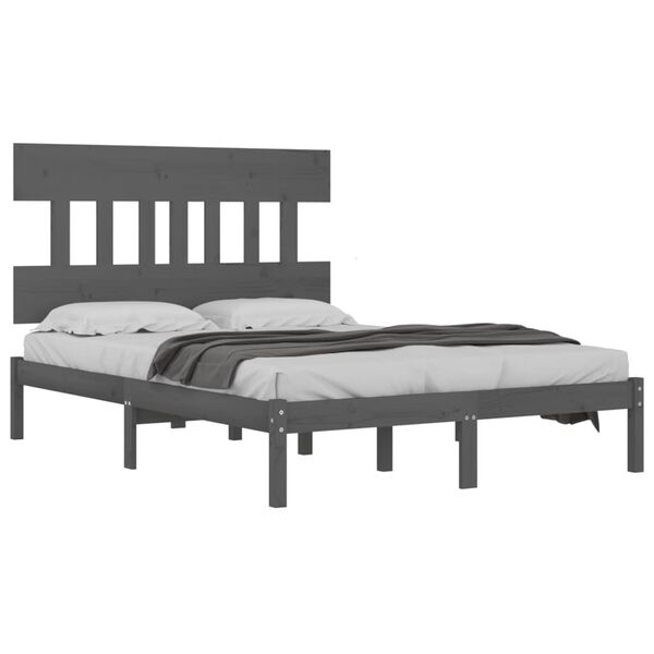 vidaXL Bed Frame without Mattress Grey 200x200 cm Solid Wood