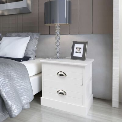 vidaXL French Bedside Cabinet White