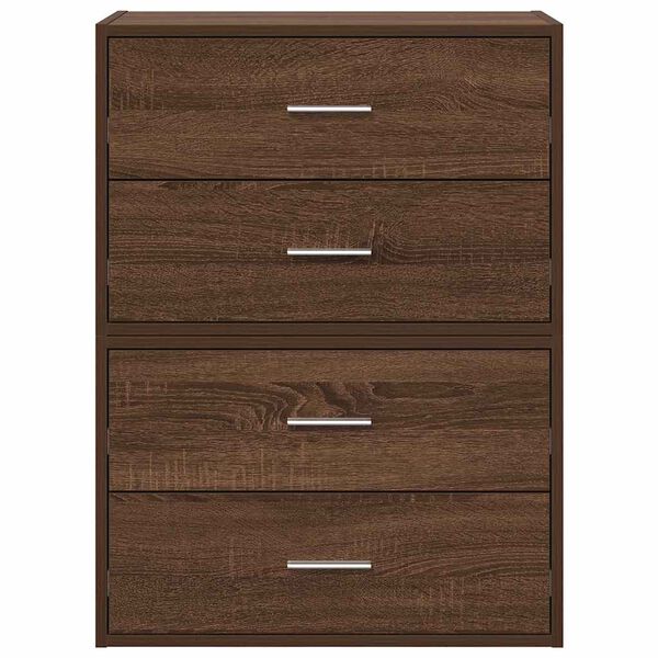 vidaXL Cabinets with 2 Drawers 2 pcs Brown Oak 60x31x40 cm Engineered Wood