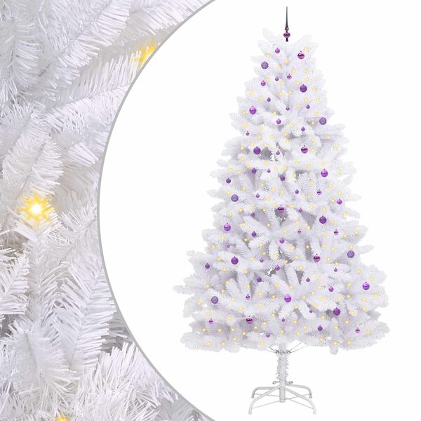 vidaXL Artificial Hinged Christmas Tree White 300 cm PVC and Steel