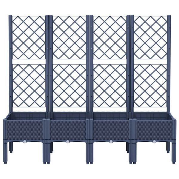 vidaXL Garden Planter with Trellis Blue Grey 160x40x142 cm PP