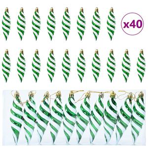vidaXL Christmas Spiral Shape Ball 40 pcs LEDs Green 3 x 11 cm Plastic