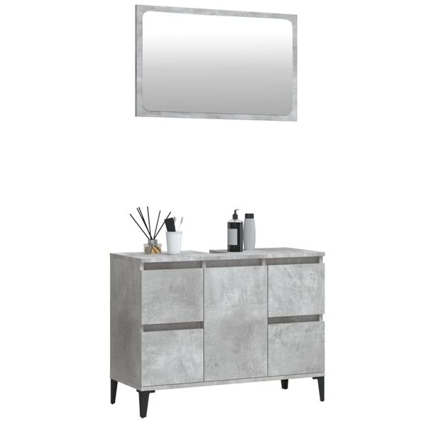 vidaXL 2 Piece Bathroom Furniture Set Concrete Grey Engineered Wood