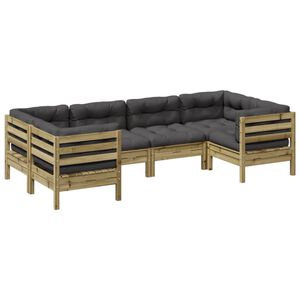 vidaXL 6 Piece Garden Sofa Set with Cushions Impregnated Wood&nbsp;Pine