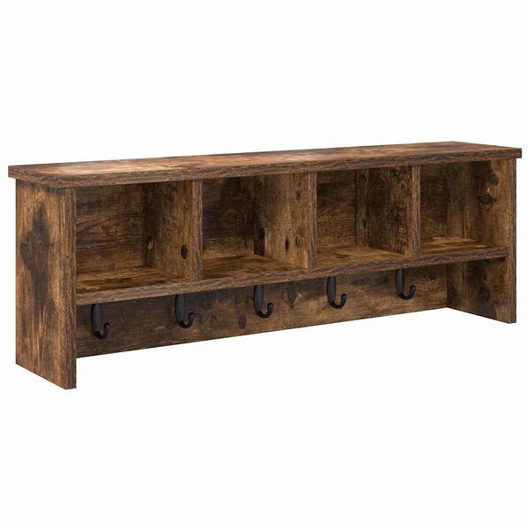 vidaXL Wall-Mounted Coat Rack with Shelf Smoked oak 75 x 16 x 26 cm