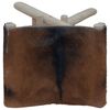 vidaXL Folding Stool Goatskin Leather and Solid Teak Wood