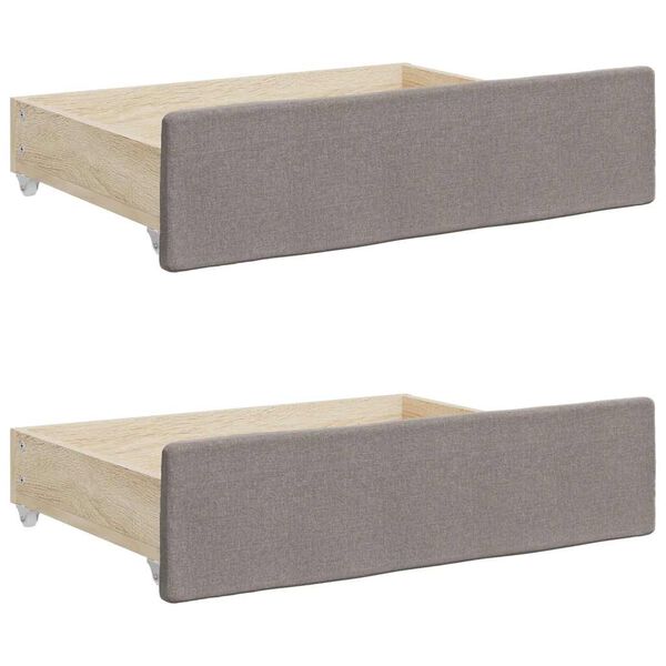 vidaXL Bed Drawers 2 pcs Taupe Engineered Wood and Fabric