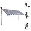 vidaXL Manual Retractable Awning with LED 350 cm Blue and White