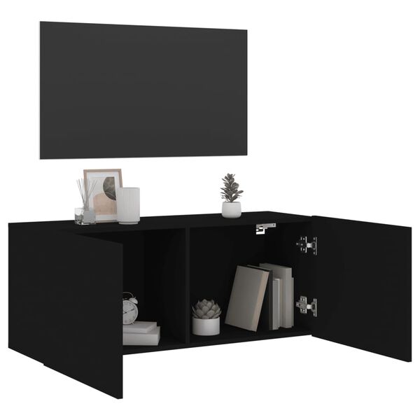 vidaXL TV Cabinet Wall-mounted Black 100x30x41 cm