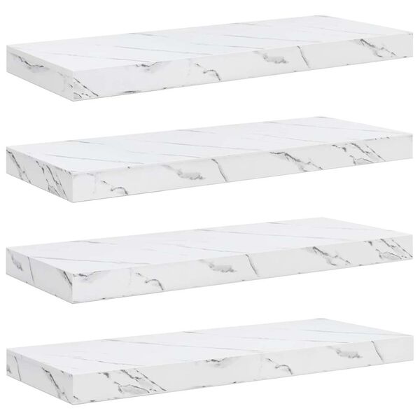 vidaXL Wall Shelf 4 pcs White Marble 60 x 23 x 4 cm Engineered Wood