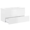 vidaXL Sink Cabinet with Built-in Basin High Gloss White Engineered Wood