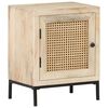 vidaXL Bedside Cabinet 40x30x50 cm Solid Mango Wood and Natural Cane