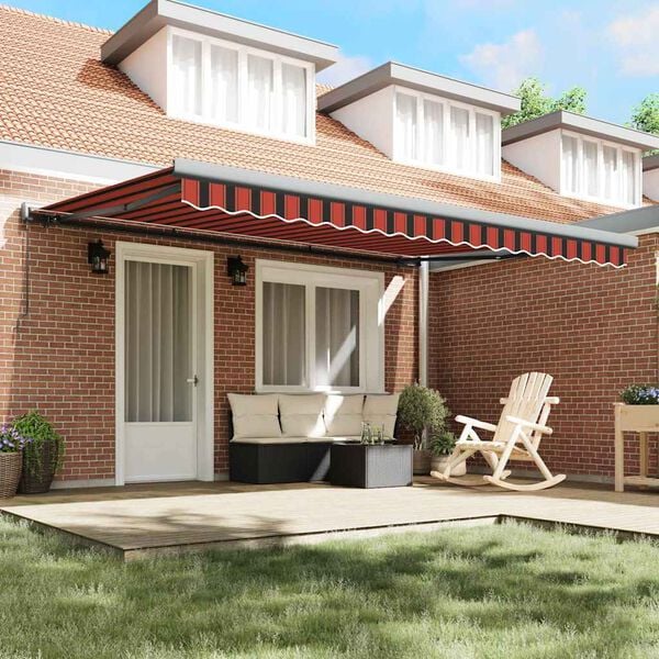 vidaXL Retractable Awning Red and Black 450 x 300 cm Fabric and Metal