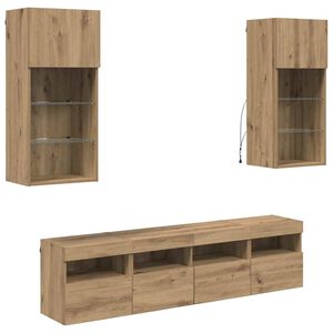 vidaXL TV Wall Units with LED Artisan Oak Engineered Wood