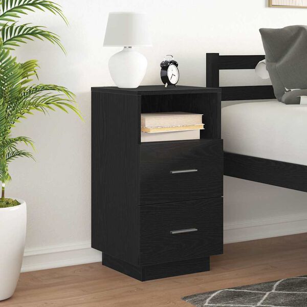 vidaXL Bedside Cabinet with 2 Drawers Black 36x36x68 cm