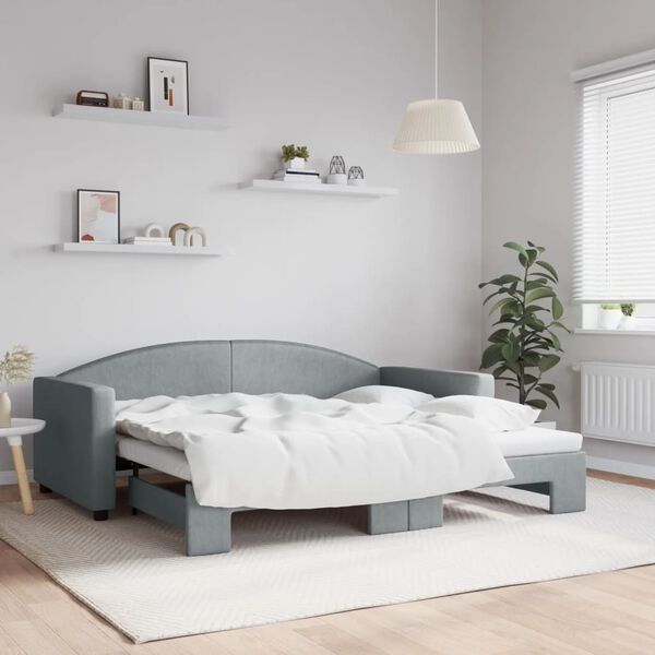 vidaXL Daybed with Trundle without Mattress Light Grey 90x190 cm Single