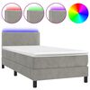 vidaXL Box Spring Bed with Mattress&LED Light Grey 90x190cm Velvet