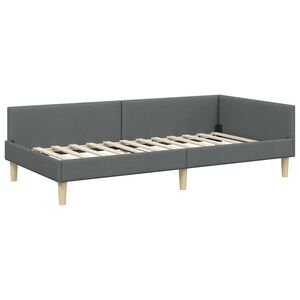 vidaXL Corner Bed Frame with Headboard Dark Grey 90 x 190 cm Fabric