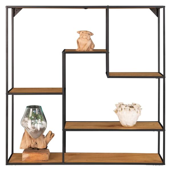 House Nordic Wall Shelf Avery 85x18x85 cm Oak and Black