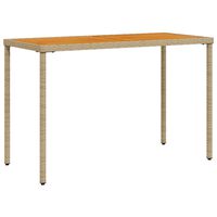 vidaXL Garden Table with Acacia Wood Top Beige 115x54x74 cm Poly Rattan