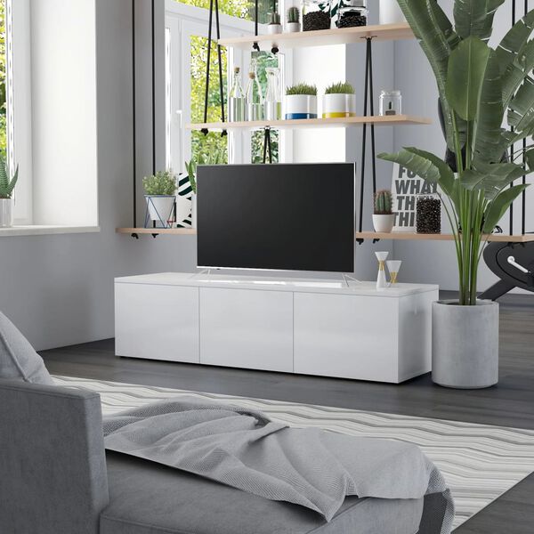 vidaXL TV Cabinet High Gloss White 120x34x30 cm Engineered Wood