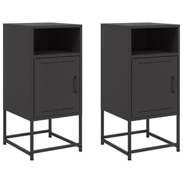 vidaXL Bedside Cabinets 2 pcs Black 36x39x78 cm Steel