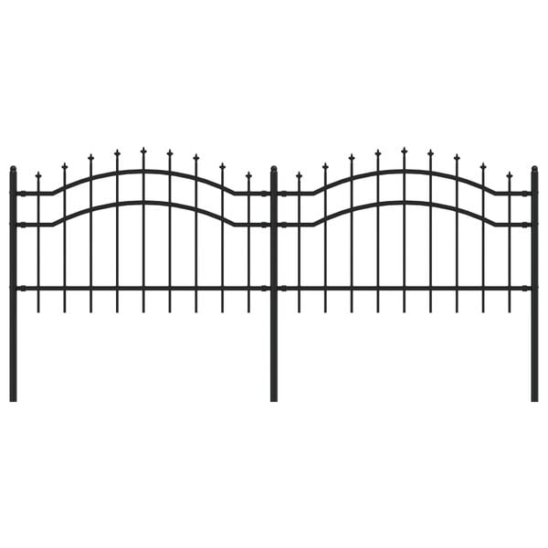 vidaXL Garden Fence with Spear Top Black 240x75 cm Powder-coated Steel
