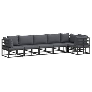vidaXL Garden Sofa Set with Cushion 6 pcs Black Aluminium