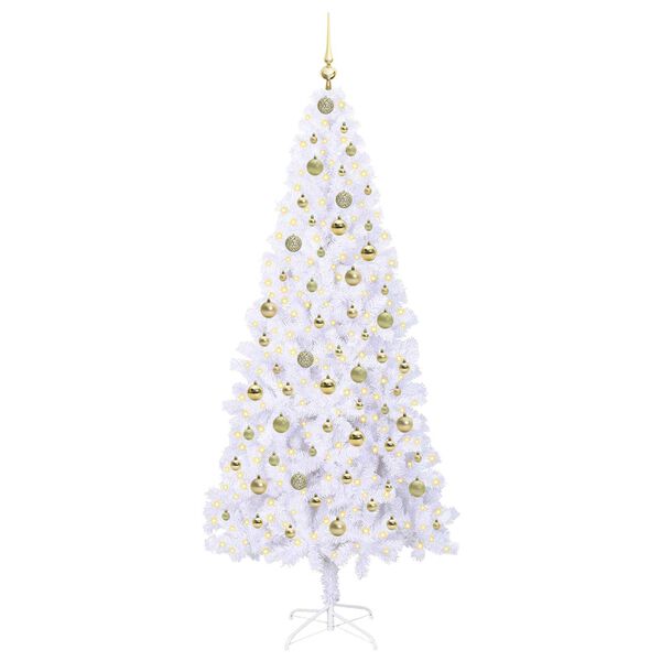 vidaXL Artificial Christmas Tree with Stand White 210 cm PVC and Steel