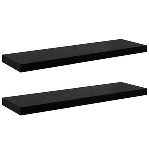 vidaXL Floating Wall Shelves 2 pcs High Gloss Black 80x23.5x3.8 cm MDF