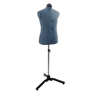 vidaXL Adjustable Dress Form Male Manual Blue 37.5-45.5 inch Fabric