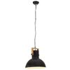 vidaXL Industrial Hanging Lamp 25 W Black Round Mango Wood 52 cm E27