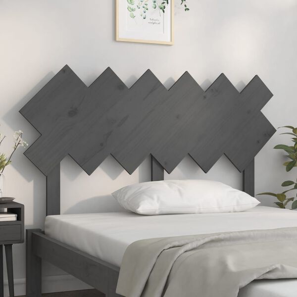 vidaXL Bed Headboard Grey 132x3x81 cm Solid Wood Pine