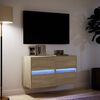 vidaXL TV Wall Cabinets with LED Lights 2 pcs Sonoma Oak 41x31x45 cm