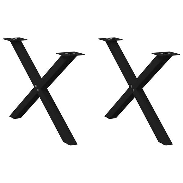 vidaXL Coffee Table Legs X-Shaped 2 pcs Black 70x(42-43) cm Steel