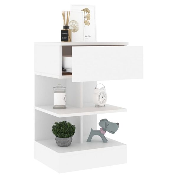 vidaXL Bedside Cabinet White 40x35x65 cm Engineered Wood